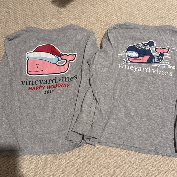 2!! Vineyard Vines Grey Long sleeve cotton shirts child size 6 - Picture 1 of 11